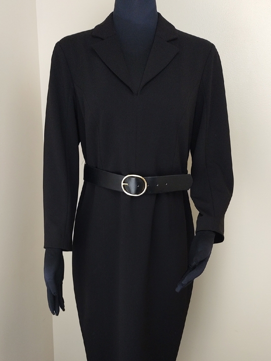 Calvin Klein Dresses & Skirts - Calvin Klein Black Long Sleeve Midi Sheath Dress Gold Zipper Size 12